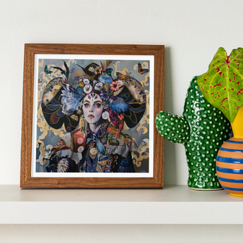 The Magician Surreal Tarot Card Art Print, Framed Artwork Fantastical Portrait Elaborate Headdress Surreal Elements