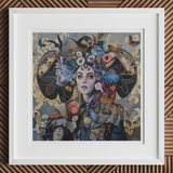 The Magician Surreal Tarot Card Art Print, Framed Artwork Fantastical Portrait Woman Adorned Elaborate Headdress
