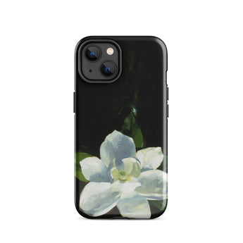 Magnolia - Charles Walter Stetson Phone Case Iphone 14 / Gloss Black Phone Case Delicate White Flower Soft Blue Stetson’s Magnolia,