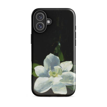 Magnolia - Charles Walter Stetson Phone Case Iphone 16 Plus / Gloss Black Phone Case Painted White Magnolia Flower Green Stetson’s