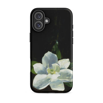 Magnolia - Charles Walter Stetson Phone Case Iphone 16 Plus / Matte Black Phone Case Painted White Magnolia Flower Green Stetson’s