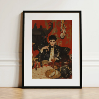 Magnus - Gay Vampire Prince Art Print / Canvas Black-framed Art Print Stylized Illustration Man Ornate Attire Gay Vampire Prince, Vampiric