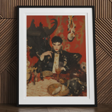 Magnus - Gay Vampire Prince Art Print, Framed Painting Dramatic Figure Dark Moody Symbolic Objects