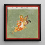 Maharana Ari Singh of Mewar Riding with a Companion Art Print / Canvas Framed Traditional Indian Miniature Painting Two Figures Ornate,