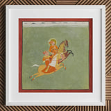 Maharana Ari Singh of Mewar Riding with a Companion Art Print / Canvas Framed Traditional Indian Miniature Painting Two Figures Ornate,