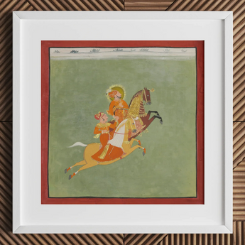 Maharana Ari Singh of Mewar Riding with a Companion Art Print / Canvas, Maharana Ari Singh, Maharana Ari, Ari Singh, Flat Mineral Ground,