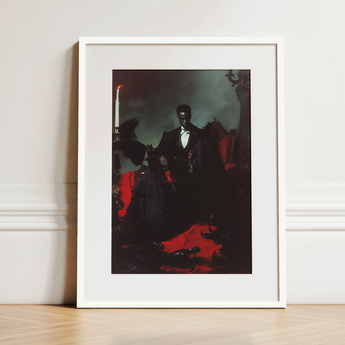 Maharet - Gay Black Vampire Art Print / Canvas, 12x16’’ / 31x41cm / White Frame / Matboard, Posters Prints & Visual Artwork, Toby Leon