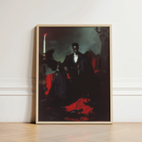 Framed Portrait Man Formal Black Attire Seated Ornate Gay Vampire, Art, Print