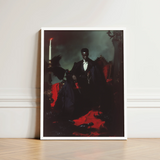 Framed Portrait Man Formal Black Attire Seated Ornate Gay Vampire, Art, Print