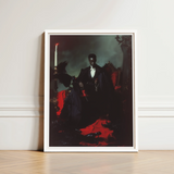 Framed Portrait Man Formal Black Attire Seated Ornate Gay Vampire, Art, Print
