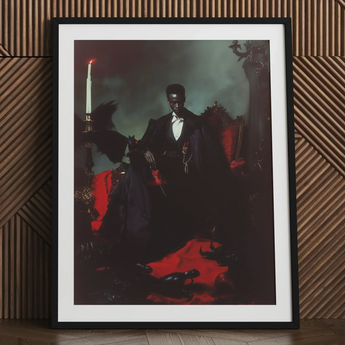 Maharet - Gay Black Vampire Art Print / Canvas Black-framed Art Print Dramatic Portrait Man Dark Formal Gay Black Vampire, Vampire Art,