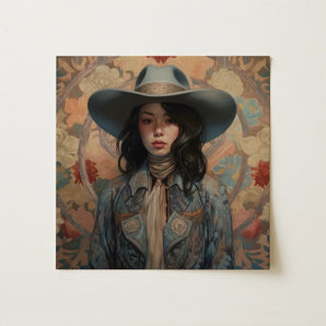 Mahsuri - Lesbian Japanese Cowgirl Art Print / Canvas, 12x12’’ / 31x31cm / Unframed / no Border, Posters Prints & Visual Artwork, Toby Leon