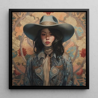 Mahsuri - Lesbian Japanese Cowgirl Art Print / Canvas, Elegant Outlaw Reminding, Cowgirl Spirit’s Queer, Japanese Cowgirl Art