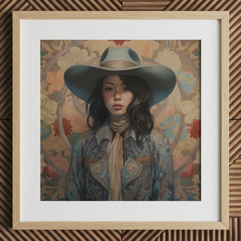 Mahsuri - Lesbian Japanese Cowgirl Art Print / Canvas, Elegant Outlaw Reminding, Cowgirl Spirit’s Queer, Japanese Cowgirl Art