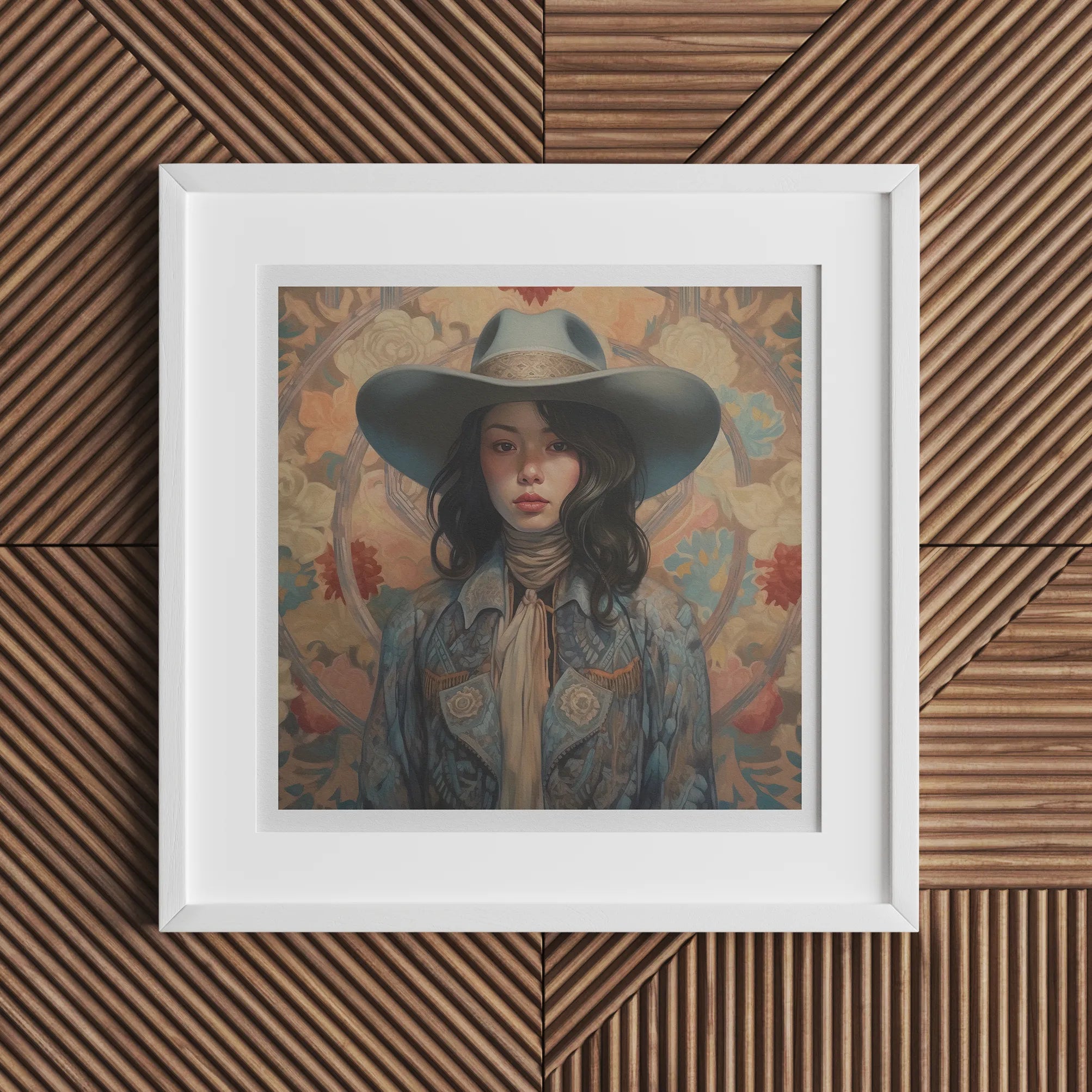 Mahsuri - Lesbian Japanese Cowgirl Art Print - Sapphic Femme - 16’x16’ - Posters Prints & Visual Artwork - Aesthetic Art
