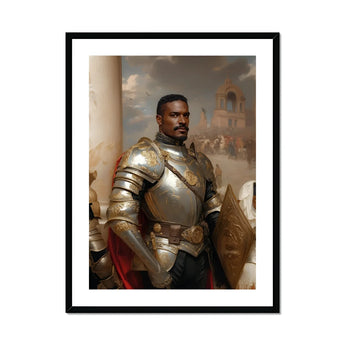 The General - Vintage Gay Military Art Print, Knight Ornate Golden Armor Red Cape