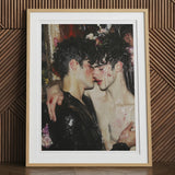 Makeup - Neo-baroque Gay Male Couple Art Print, 12x16’’ / 31x41cm / Natural Frame / 2’’ Matboard, Framed Print Two Men Blood Face Shoulder