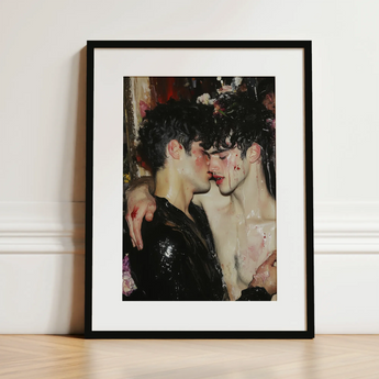 Makeup - Neo-baroque Gay Male Couple Art Print / Canvas, 12x16’’ / 31x41cm / Black Frame / Matboard, Visual Artwork, Toby Leon