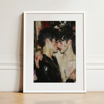 Makeup - Neo-baroque Gay Male Couple Art Print / Canvas, 12x16’’ / 31x41cm / White Frame / Matboard, Visual Artwork, Toby Leon