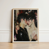 Framed Art Print Two Individuals Intimate Embrace Dark Gay Male Couple