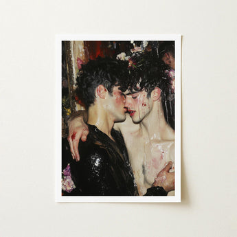 Makeup - Neo-baroque Gay Male Couple Art Print / Canvas Framed Two Men Intimate Embrace Skin, Prints