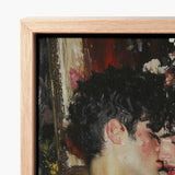 Framed Canvas Painting Close-up Two People Intimate Embrace Gay Male Couple, Art, Print