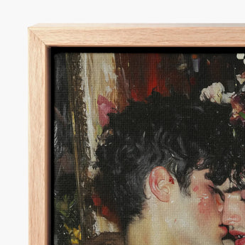 Framed Canvas Painting Close-up Two People Intimate Embrace Gay Male Couple, Art, Print