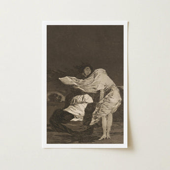 Mala Noche - Francisco De Goya Art Print / Canvas Framed Monochrome Dramatic Dark-toned Two Figures Emotional, Suffocating Dark Prints