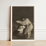 Mala Noche - Francisco De Goya Art Print / Canvas Framed Black-and-white Classical Artwork Two Figures Dramatic, Suffocating Dark Prints