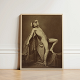 Male Figure in Repose - Gaudenzio Marconi Fine Art Print / Canvas Sepia-toned Framed Nude Classical, Thigh Curves, Sunlit Ruin Prints