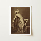 Male Figure in Repose - Gaudenzio Marconi Fine Art Print / Canvas Sepia-toned Photographic Nude Posed Draped, Thigh Curves, Sunlit Ruin