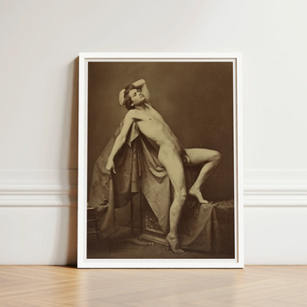 Male Figure in Repose - Gaudenzio Marconi Fine Art Print / Canvas Sepia-toned Framed Classical Nude Posed, Thigh Curves, Sunlit Ruin Prints