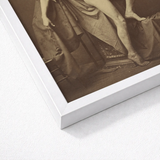 Male Figure in Repose - Gaudenzio Marconi Fine Art Print / Canvas White Framed Sepia-toned Depiction Draped Fabric, Thigh Curves, Sunlit