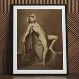 Male Figure in Repose - Gaudenzio Marconi Fine Art Print / Canvas Black Framed Nude Art Print Sepia-toned Figure Gaudenzio Marconi Fine,