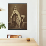 Male Figure in Repose - Gaudenzio Marconi Fine Art Print / Canvas Black-framed Sepia-toned Art Print Nude Figure Draped Fabric Gaudenzio