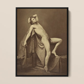 Male Figure in Repose - Gaudenzio Marconi Fine Art Print / Canvas Sepia-toned Framed Photograph Nude Male Figure Posed Arm Gaudenzio
