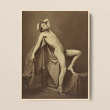 Male Figure in Repose - Gaudenzio Marconi Fine Art Print / Canvas Vintage Sepia-toned Photographic Print Framed Simple White Border