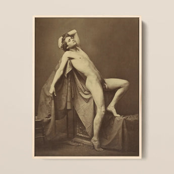 Male Figure in Repose - Gaudenzio Marconi Fine Art Print / Canvas Vintage Sepia-toned Photographic Print Framed Simple White Border