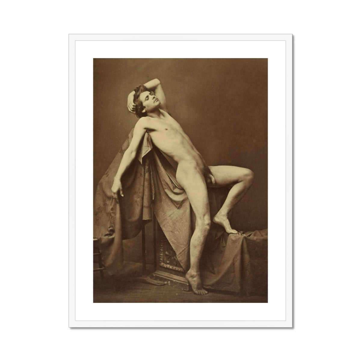 Male Figure in Repose - Gaudenzio Marconi Fine Art Print, Framed Nude Male Figure