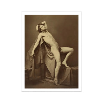 Male Figure in Repose - Gaudenzio Marconi Fine Art Print, Nude Male Figure Draped Fabric