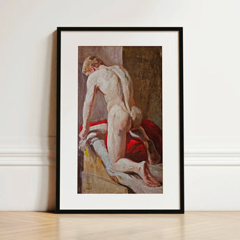 Mannelijk model gezien van achteren - Carl Budtz-møller kunstdruk / Canvas, 12x18’’ / 31x46cm / Zwart frame / Passe-partout, Posters Prints & Visual
