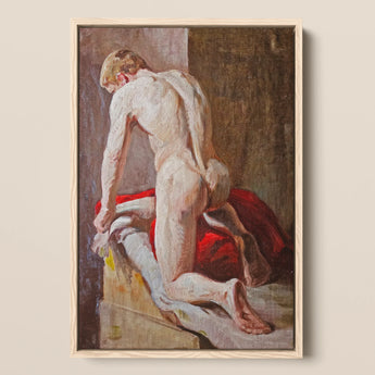 Mannelijk model gezien van achteren - Carl Budtz-møller kunstdruk / Canvas, 12x18’’ / 31x46cm / Natuurlijk frame, Posters Prints & Visual Artwork,