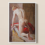 Mannelijk model gezien van achteren - Carl Budtz-møller kunstdruk / Canvas, 12x18’’ / 31x46cm / Wit frame, Posters Prints & Visual Artwork, Toby