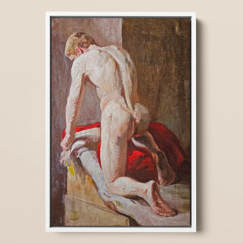 Mannelijk model gezien van achteren - Carl Budtz-møller kunstdruk / Canvas, 12x18’’ / 31x46cm / Wit frame, Posters Prints & Visual Artwork, Toby