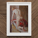 Mannelijk model gezien van achteren - Carl Budtz-møller kunstdruk / Canvas, 20x30’’ / 51x76cm / Wit frame / Passe-partout, Posters Prints & Visual