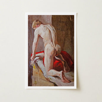 Male Model Seen from Behind - Carl Budtz-møller Art Print / Canvas, Nineteenth-century Copenhagen Studio, Painter’s Brush Dragged, Ivory,