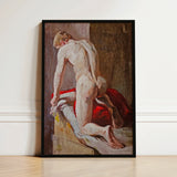 Male Model Seen from Behind - Carl Budtz-møller Art Print / Canvas Framed Painting Nude Figure Expressive Classical Style,