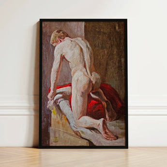 Male Model Seen from Behind - Carl Budtz-møller Art Print / Canvas Framed Painting Nude Figure Expressive Classical Style,