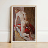 Male Model Seen from Behind - Carl Budtz-møller Art Print / Canvas Framed Classical Painting Nude Figure Oil-painted Style,