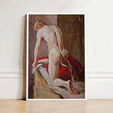 Male Model Seen from Behind - Carl Budtz-møller Art Print / Canvas Framed Painting Nude Figure Classical Style Rendered, Nineteenth-century